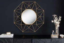 Handgearbeiteter Spiegel DIAMOND L 80cm gold aus Eisen im Retro Design