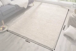 Handgearbeiteter Teppich WOOL 240x160cm beige aus Wolle