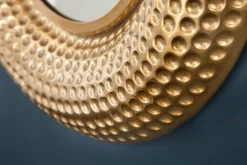 Handgearbeiteter Wandspiegel ORIENT 60cm gold im Hammerschlag Design aus Metall
