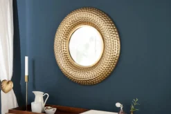 Handgearbeiteter Wandspiegel ORIENT 60cm gold im Hammerschlag Design aus Metall