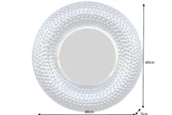 Handgearbeiteter Wandspiegel ORIENT 60cm silber im Hammerschlag Design aus Metall