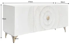 Handgearbeitetes Sideboard GOLDEN SUNSET 180cm weiß gold Mangoholz Metallbeine
