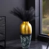 Handgefertigte Deko Vase ORIENT L 60cm gold Metall mit Patina Hammerschlag Design