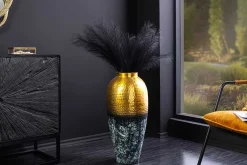 Handgefertigte Deko Vase ORIENT L 60cm gold Metall mit Patina Hammerschlag Design