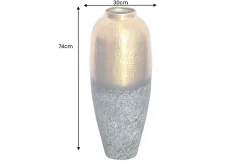 Handgefertigte Deko Vase ORIENT XL 75cm gold Metall mit Patina Hammerschlag Design