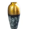 Handgefertigte Deko Vase ORIENT M 50cm gold Metall mit Patina Hammerschlag Design