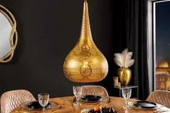 Handgefertigte Hängelampe ORIENT LIVING 50cm gold Eisen Tropfenform