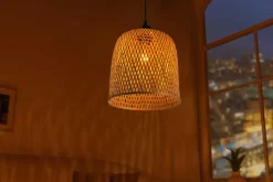Handgefertigte Hängeleuchte ORGANIC LIVING 25cm natur Bambus Korb-Lampe Boho-Style