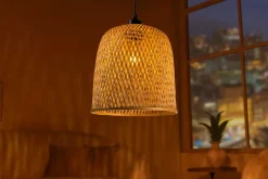 Handgefertigte Hängeleuchte ORGANIC LIVING 25cm natur Bambus Korb-Lampe Boho-Style