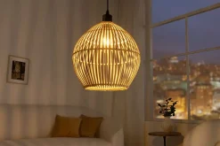 Handgefertigte Hängeleuchte ORGANIC LIVING 30cm natur rund Bambus Boho-Style