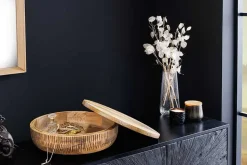 Handgefertigte Schale PURE NATURE 40cm natur Mangoholz rund mit Deckel Schmuck-Dose