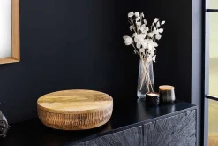 Handgefertigte Schale PURE NATURE 40cm natur Mangoholz rund mit Deckel Schmuck-Dose