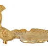 Handgefertigte Servierplatte WILDLIFE PEACOCK 40cm gold Metall Pfauen-Skulptur