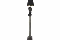 Handgefertigte Stehlampe DAVID 120cm schwarz mit Büste Stoffschirm