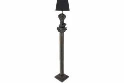 Handgefertigte Stehlampe DAVID 120cm schwarz mit Büste Stoffschirm