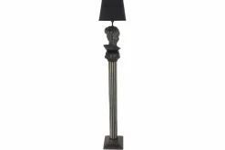 Handgefertigte Stehlampe DAVID 120cm schwarz mit Büste Stoffschirm