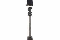 Handgefertigte Stehlampe DAVID 120cm schwarz mit Büste Stoffschirm