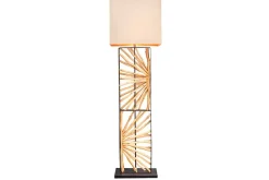Handgefertigte Stehlampe EUPHORIA 165cm natur Longanholz beige mit Lampenschirm