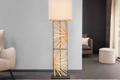 Handgefertigte Stehlampe EUPHORIA 165cm natur Longanholz beige mit Lampenschirm