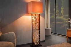 Handgefertigte Stehlampe EUPHORIA 165cm natur Longanholz beige mit Lampenschirm