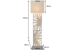 Handgefertigte Stehlampe EUPHORIA 165cm natur Longanholz beige mit Lampenschirm