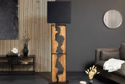 Handgefertigte Stehlampe DESIGNED BY NATURE 165cm natur schwarz Regenbaumholz