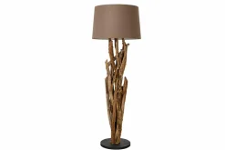 Handgefertigte Stehlampe WILD NATURE 158cm grau Treibholz Stehleuchte Leinenschirm
