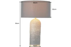 Handgefertigte Tischlampe ZEA 60cm schwarz natur runder Lampenschirm Seegras
