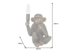 Handgefertigte Tischlampe SCHIMPANZEE 25cm schwarz Affen-Skulptur