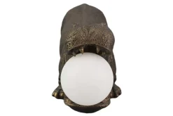 Handgefertigte Tischlampe HIPPO 45cm schwarz Nilpferd-Skulptur mit Lampenkugel