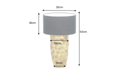 Handgefertigte Tischlampe AURELIA 55cm gold schwarz Hammerschlag-Design mit Stoffschirm