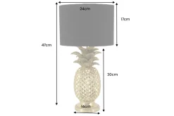 Handgefertigte Tischlampe PINEAPPLE 50cm gold schwarz Ananas-Design mit Stoffschirm