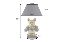 Handgefertigte Tischlampe BULLDOG 55cm schwarz gold Stoffschirm Hunde-Skulptur Boxer