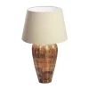 Handgefertigte Tischlampe PURE NATURE 65cm weiß natur Mangoholz mit Stoffschirm