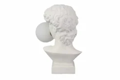 Handgefertigte Tischlampe DAVID 30cm weiß Büste mit Lampenkugel