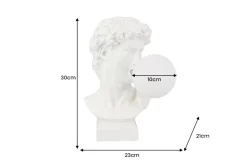 Handgefertigte Tischlampe DAVID 30cm weiß Büste mit Lampenkugel