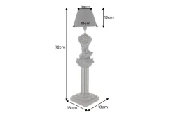 Handgefertigte Tischlampe DAVID 70cm schwarz mit Büste Stoffschirm