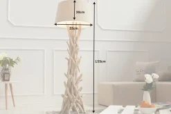 Handgefertigte Treibholz Stehlampe WILD NATURE 155cm sand mit Leinenschirm