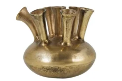 Handgefertigte Vase KIYA 35cm gold mit sieben Öffnungen Blumenvase