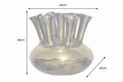 Handgefertigte Vase KIYA 35cm gold mit sieben Öffnungen Blumenvase