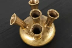 Handgefertigte Vase KIYA 25cm gold mit fünf Öffnungen Blumenvase