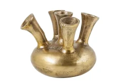 Handgefertigte Vase KIYA 25cm gold mit fünf Öffnungen Blumenvase
