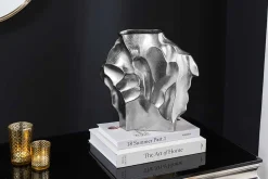 Handgefertigte Vase LIQUID 30cm silber Metall Hammerschlag Design