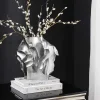 Handgefertigte Vase LIQUID 25cm silber Metall Hammerschlag Design
