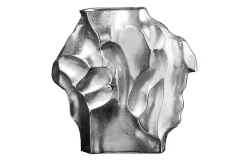 Handgefertigte Vase LIQUID 25cm silber Metall Hammerschlag Design
