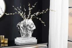 Handgefertigte Vase LIQUID 25cm silber Metall Hammerschlag Design