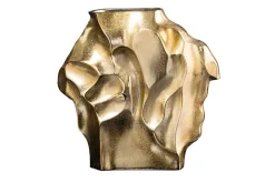 Handgefertigte Vase LIQUID 25cm gold Metall Hammerschlag Design