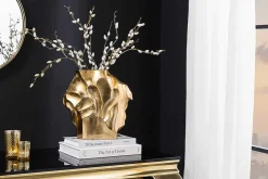 Handgefertigte Vase LIQUID 25cm gold Metall Hammerschlag Design