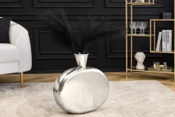 Handgefertigte Vase ORIENT L 50cm silber Metall Hammerschlag Design