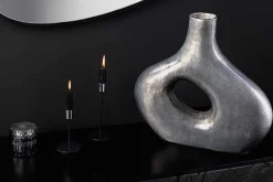 Handgefertigte Vase RING 40cm dunkelgrau Metall Dekoration Blumenvase